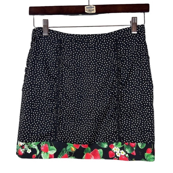 Fleur du Mal Silk Polka Dot Mini Skirt Love Bound Strawberry Print 4 New - Picture 3 of 16